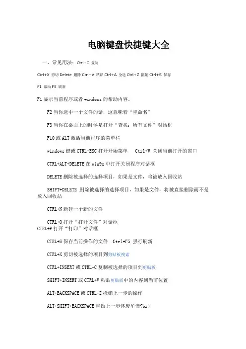 电脑键盘快捷键大全 2