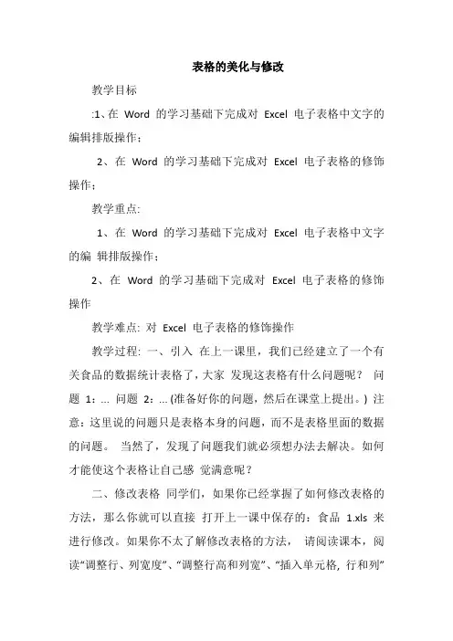 表格的美化与修改