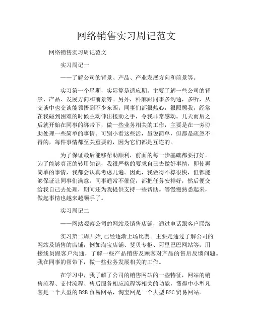 网络销售实习周记范文