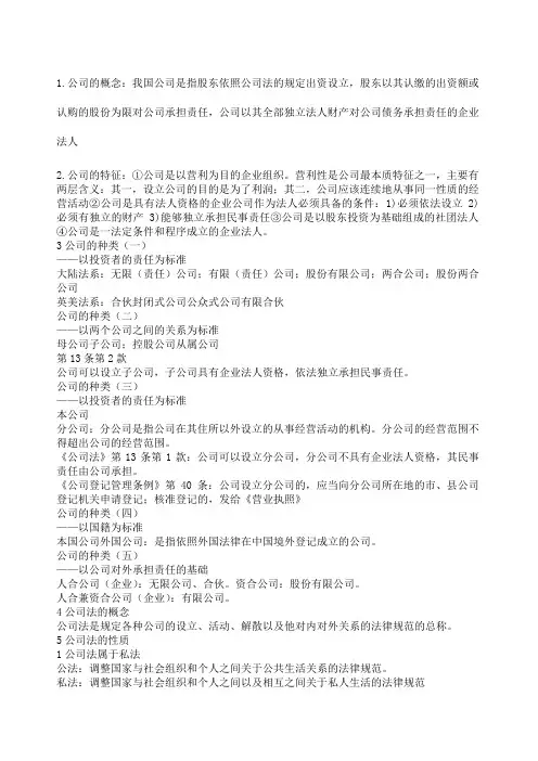 公司法知识点