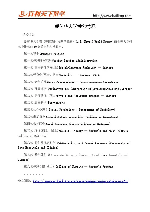 爱荷华大学排名情况