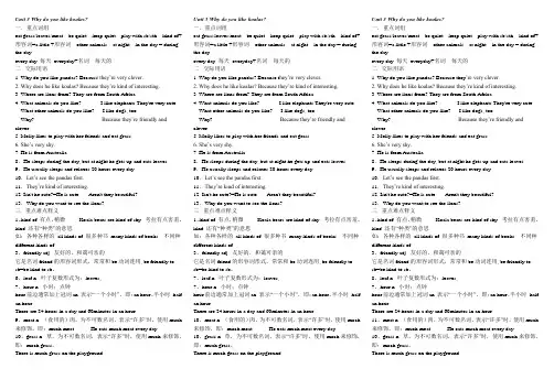 Unit 3 Why do you like koalas单元重点