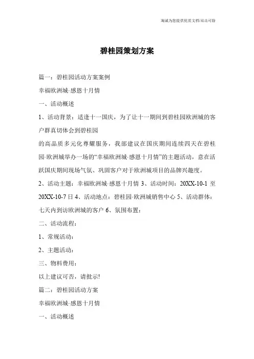 碧桂园策划方案