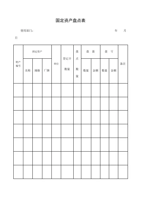 固定资产盘点表表格