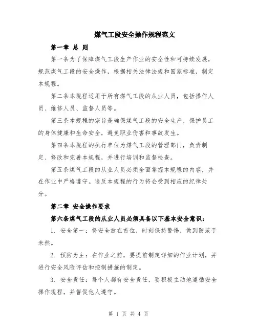 煤气工段安全操作规程范文
