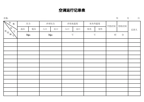 中央空调机房运行记录表