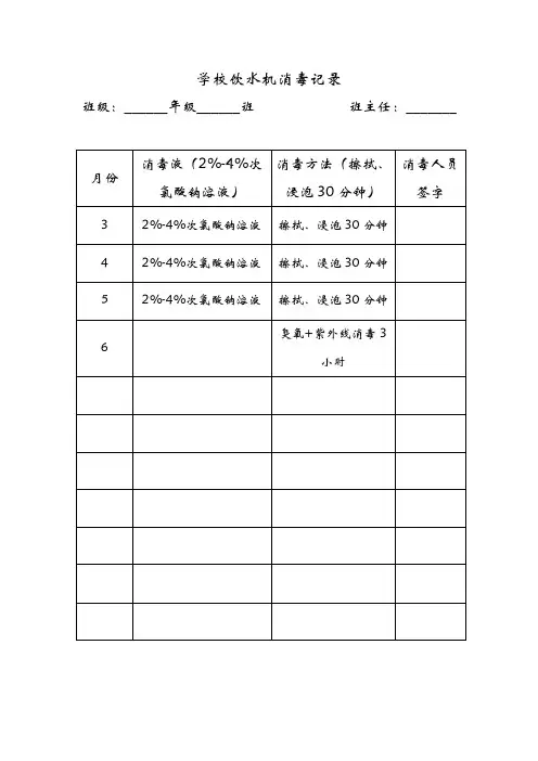饮用水消毒记录