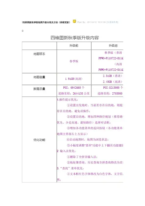 四维图新秋季版地图升级内容及方法
