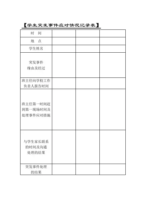 学生突发事件应对情况记录表