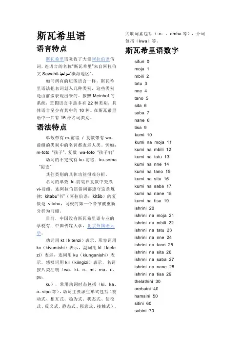 斯瓦希里常用语