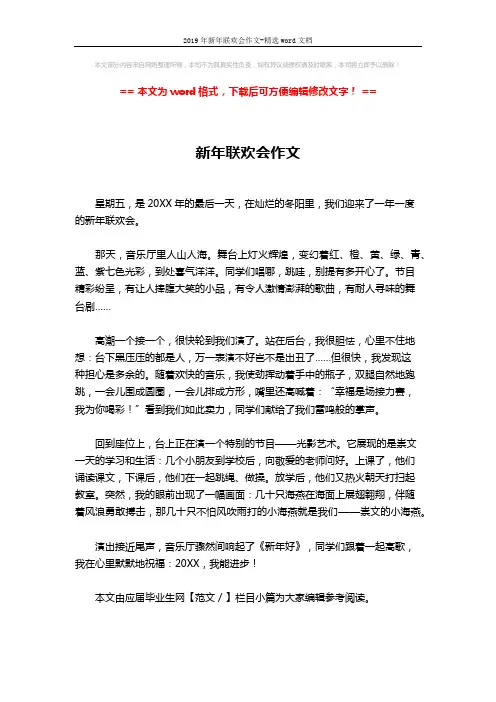 2019年新年联欢会作文-精选word文档 (1页)