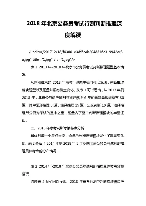2018年北京公务员考试行测判断推理深度解读