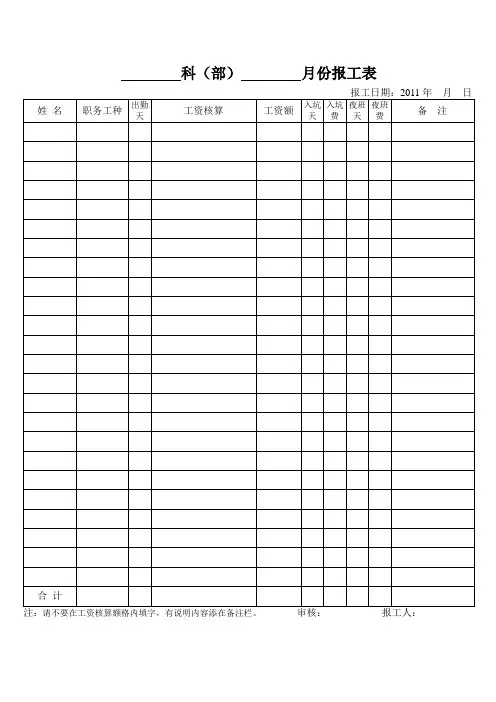 月份报工表