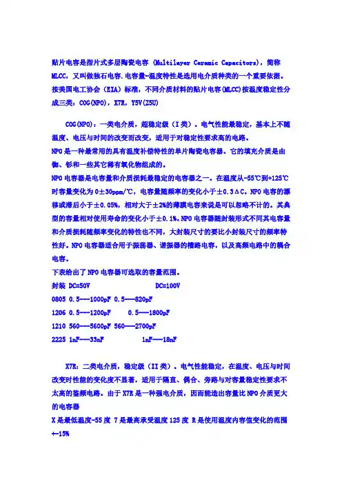 贴片电容的封装