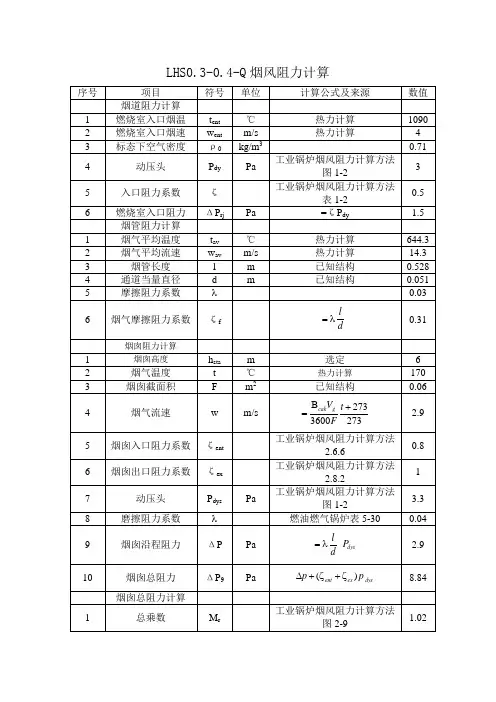 烟风阻力计算