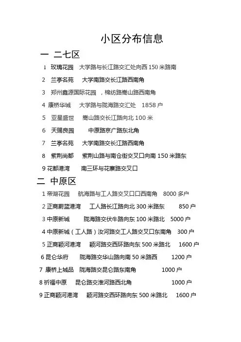 小区分布信息