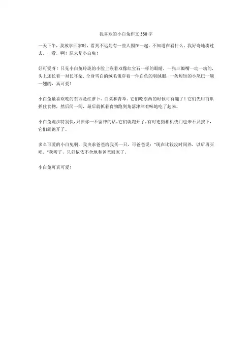 我喜欢的小白兔作文350字