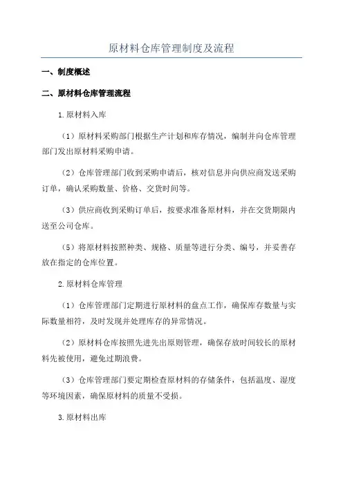 原材料仓库管理制度及流程 2