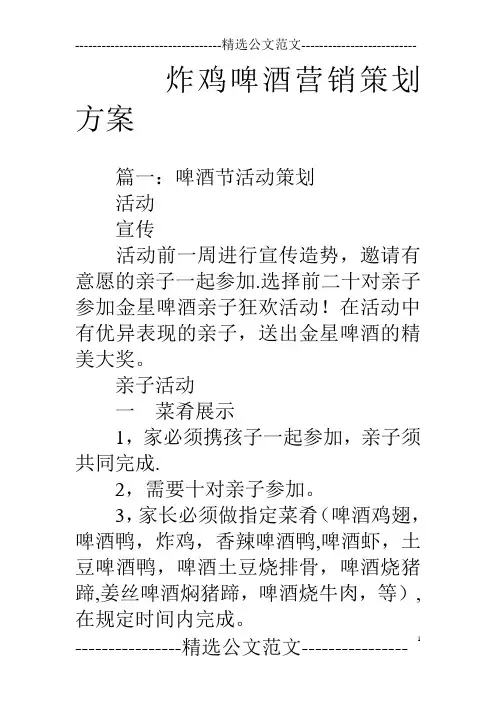 炸鸡啤酒营销策划方案