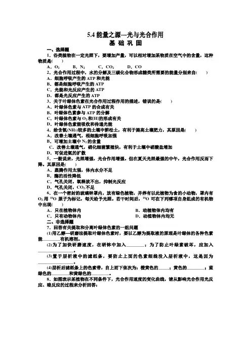 高一生物必修一第五章练习4