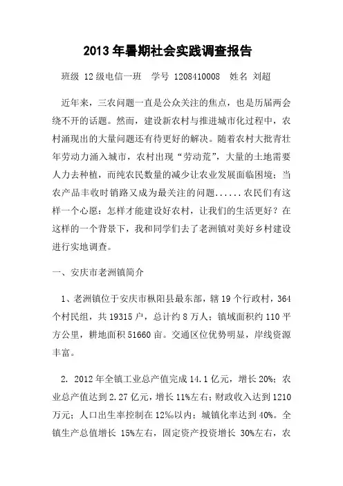 2013年暑期社会实践调查报告