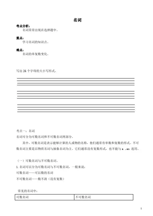 小学英语语法名词
