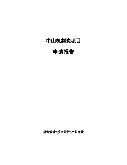 中山机制炭项目申请报告