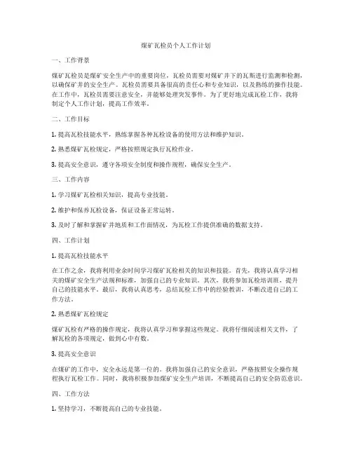 煤矿瓦检员个人工作计划