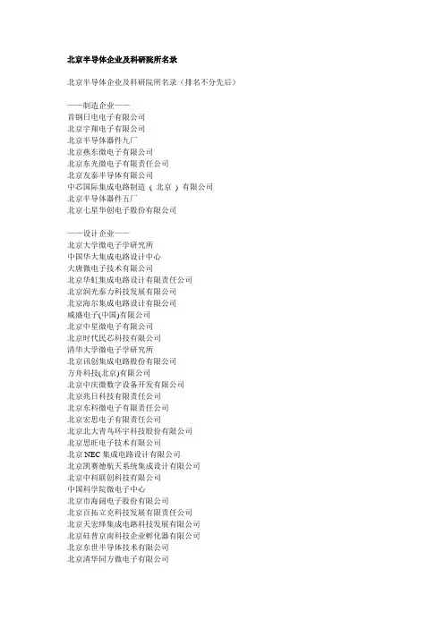 北京半导体公司