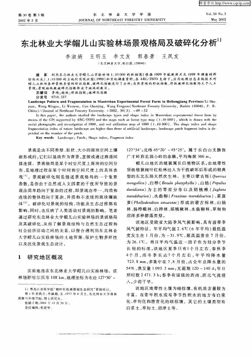 东北林业大学帽儿山实验林场景观格局及破碎化分析