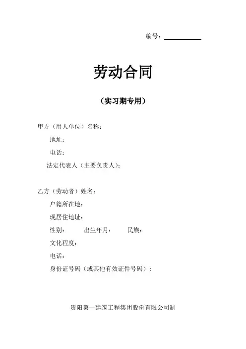 实习期合同(最新)