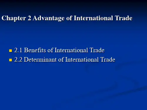 Chapter 2 Advantage of International Trade (1)