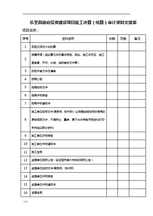 资料交接清单