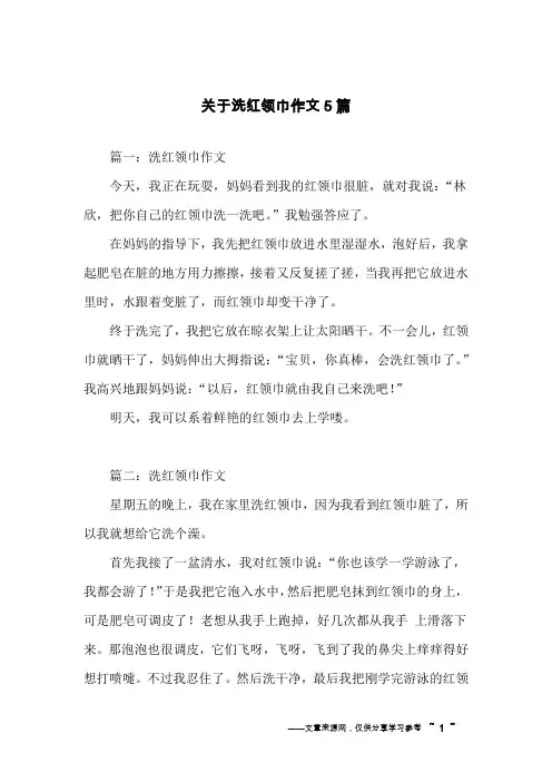 关于洗红领巾作文5篇