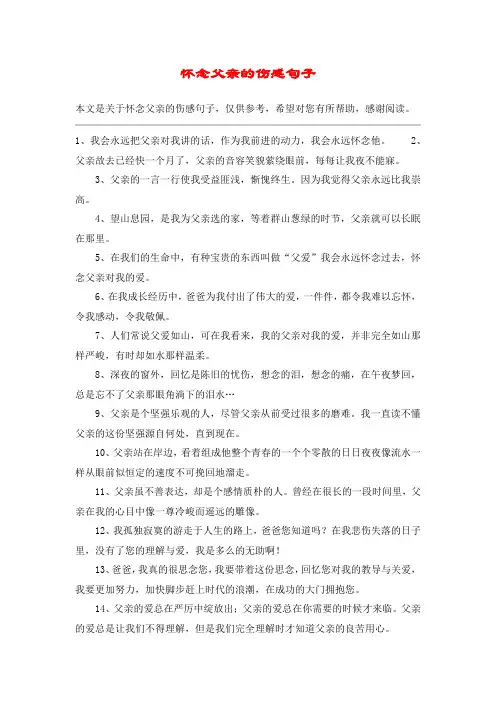 怀念父亲的伤感句子 2