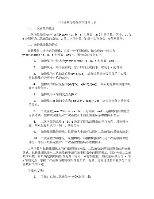 二次函数与抛物线图像的比较