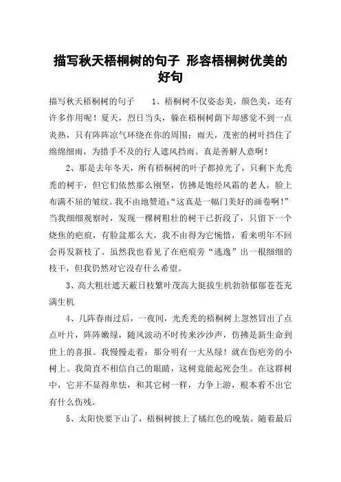 描写秋天梧桐树的句子 形容梧桐树优美的好句