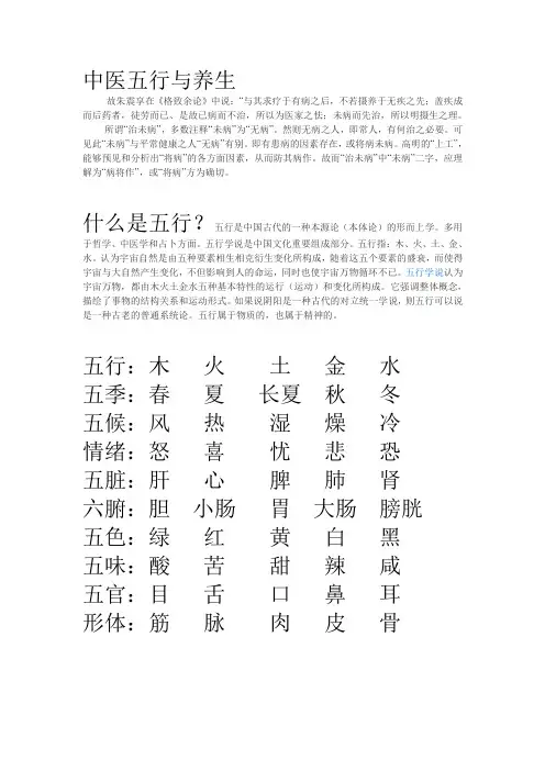 中医五行与养生