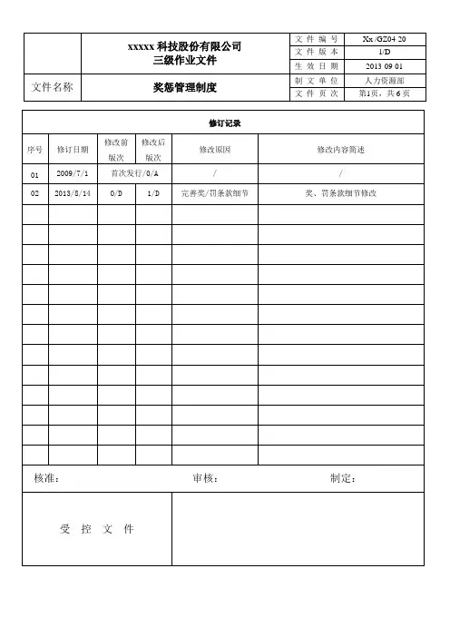 奖惩管理制度