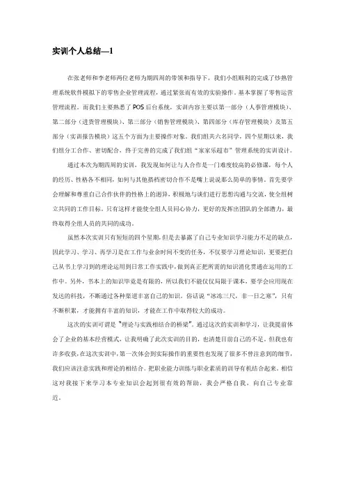 实训个人总结5篇