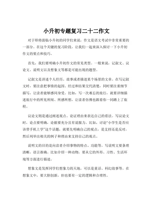 小升初专题复习二十二作文