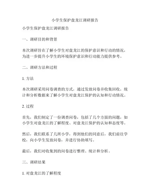 小学生保护盘龙江调研报告