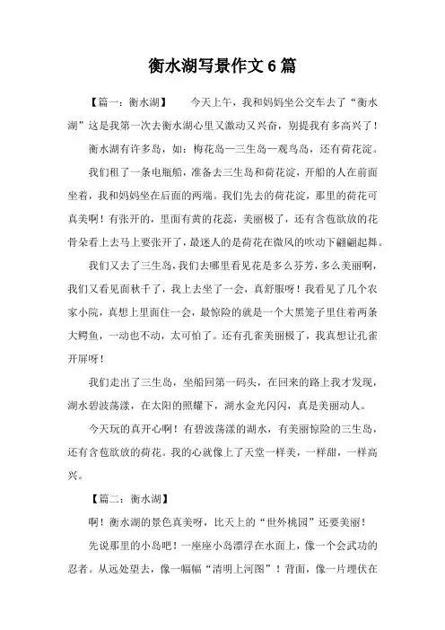 衡水湖写景作文6篇
