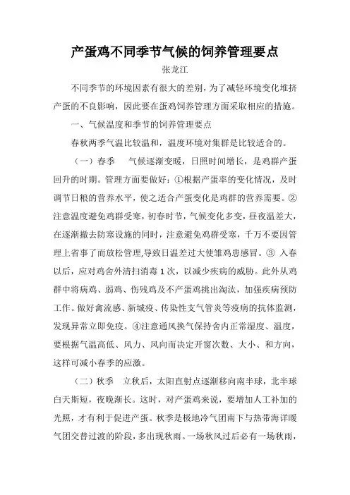 产蛋鸡不同季节气候的饲养管理要点