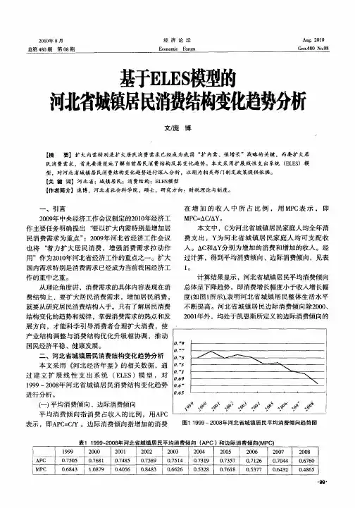 基于ELES模型的河北省城镇居民消费结构变化趋势分析
