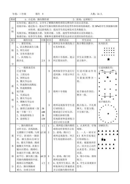 脚内侧传球教案 3