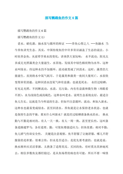 描写鹦鹉鱼的作文6篇