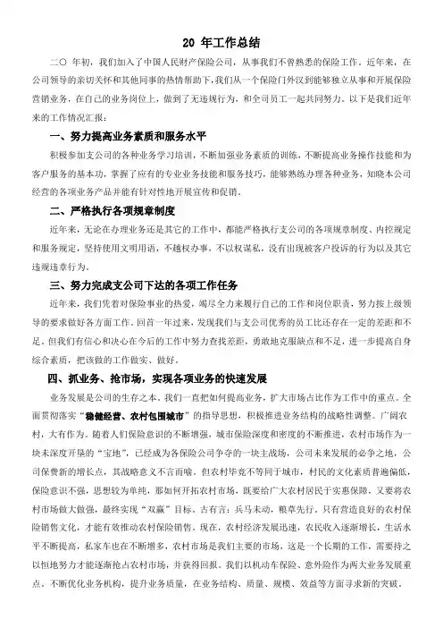 保险工作总结