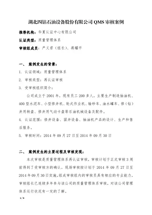 21 湖北四钻石油设备公司QMS审核案例