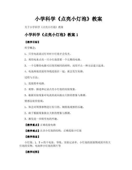 小学科学《点亮小灯泡》教案
